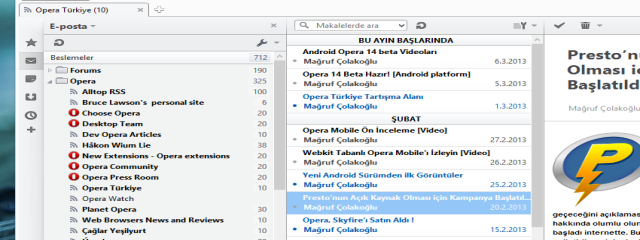 RSS için Opera Size Yeter !